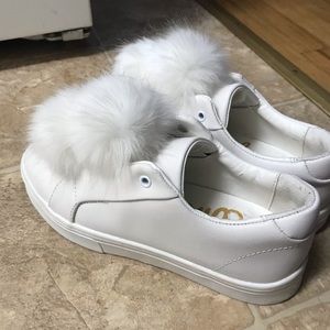 Sam Edelman Pom Pom White “Leya” Slip on Sneakers